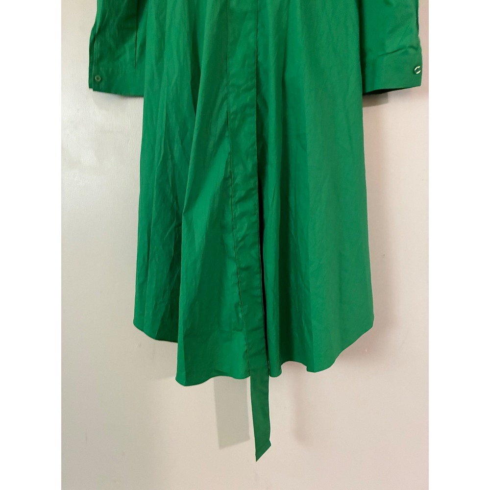 Tea & Cup High-Low Ruffle Dress Womens Medium Green V-Neck Long Sleeve - Picture 4 of 12